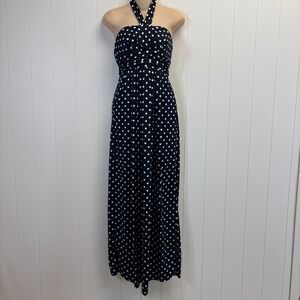 A-List Y2K Polka Dot Halter Maxi Dress Womens Small Rockabilly Retro Pinup Chic